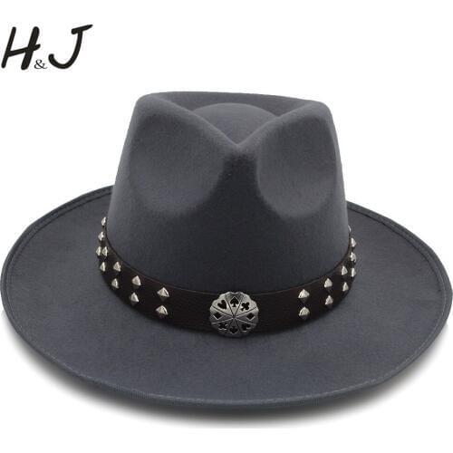 2018 Fashion Women Felt Fedora Hat with Wide Brim Wool Jazz Hat Church Sombrero Lady Fascinators Fascinator Hat Steampunk Belt