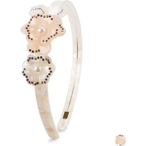 French Styles Hair Band - Flower Hair Accessory for Women Female Vintage Cellulose Acetate Hair Ornament Jewelry Tiara Prom Wear