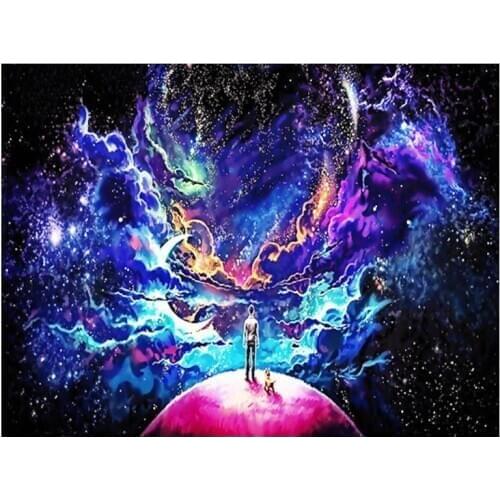 Diy galaxy diamond painting outer space rhinestone embroidery picture puzzle landscape diamond art drawing wall sticker decor