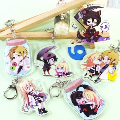Anime Angels of Death Keychain Cartoon Figure Satsuriku No Tenshi Foster Isaac Rachel Acrylic Pendants Key Ring