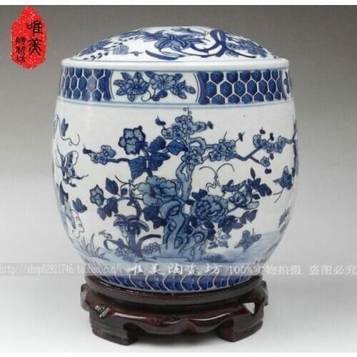 Archaize five good big just broken beautiful blue and white porcelain is large plum flower butterfly