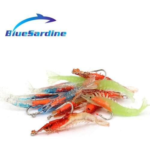 BlueSardine 10PCS 3G 6.5CM Soft Bait Fishing Lures Soft Plastic Lures Colorful Shrimp