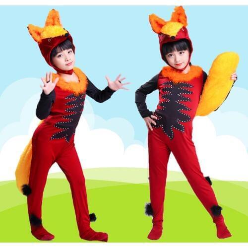 Kids Girl Boy Cartoon Animal Fox Costume Cosplay Clothes Childrens Day Halloween Cosplay jumpsuit Stage dance costumes