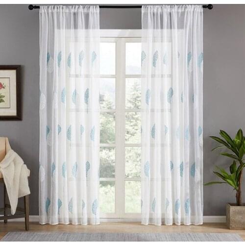 Nordic Style Double Colors Embroidery Window Curtain Tulle Window Curtains for Living Room Bedroom