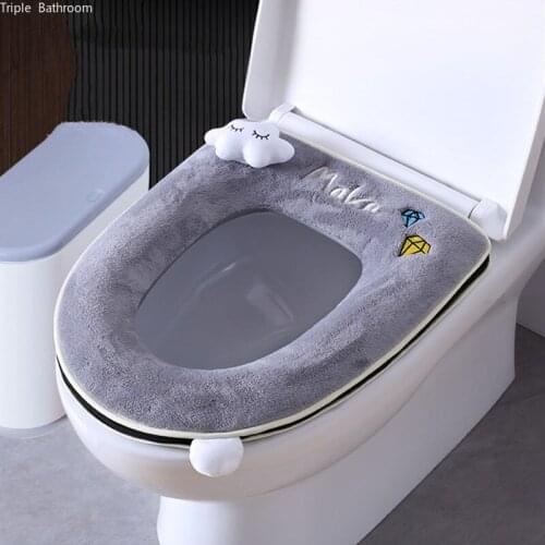 Winter Warmer Pad Lovely Toilet Seat Mat Plush Thicker Waterproof Washable Closestool Soft Warmer Bathroom Toilet Accessories