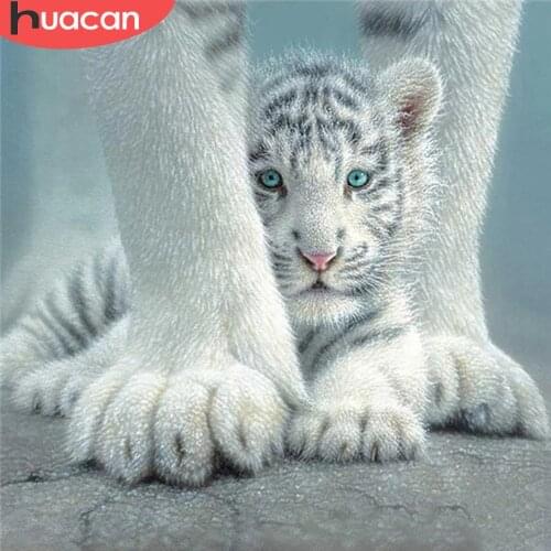 HUACAN Full Square Diamond Embroidery Tiger Cross Stitch 5D Diamond Painting Animal Diamond Mosaic Handicraft Home Decoration