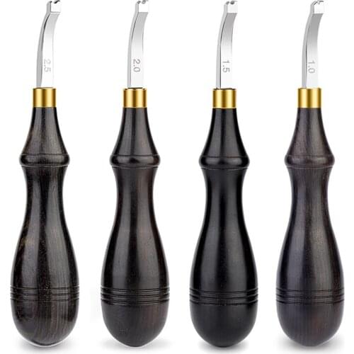 KAOBUY 1-2mm Leather Edger Tool Shallow Groove Press Line Craft Mark Tool DIY Sewing Leather Edge Steel Blade Ebony Handle