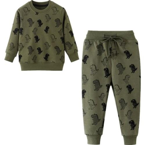 Boys Clothing Sets Autumn Winter Cartoon Animals Printed Clothes Sets Cotton Boys Girls Outfit Long Sleeve Shirt Pant