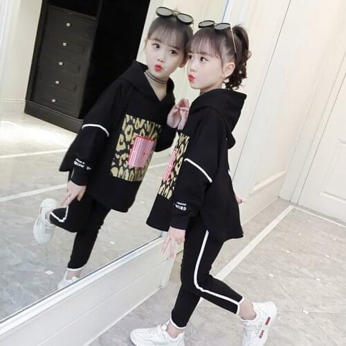 Fashion Spring Autumn Warm Girls Suit Coat + Pants 2Pcs/Sets Teenage Childrens School Clothing Kids Party High Quality