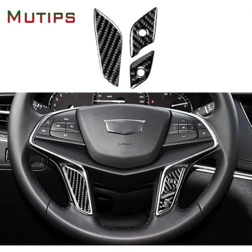 Mutips Car Steering Wheel Button Switch Decals Sticker Carbon Fiber Frame Trim Accessories Decoration For Cadillac xt5 2016 2017