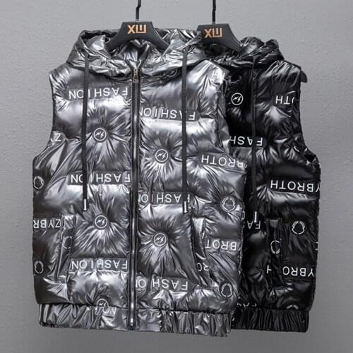 2021 New Winter Hooded Vest Men Casual Thicken Waterproof Warm Big Pockets Sleeveless Parka Hat Detachable Size 4XL 5XL 6XL