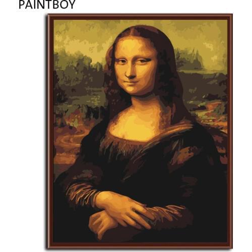 Mona Lisa Framed Picture Painting By Numbers Wall Art DIY Digital Canvas Oil Painting Home Decor For Living Room G241