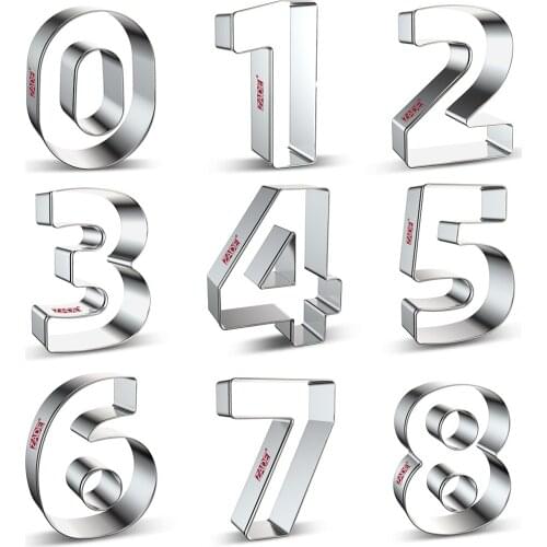ZADE Number Cookie Cutter Set for Kids Birthday Party - Numbers 0,1,2,3,4,5,6,7,8 Cookie Cutter - Stainless Steel
