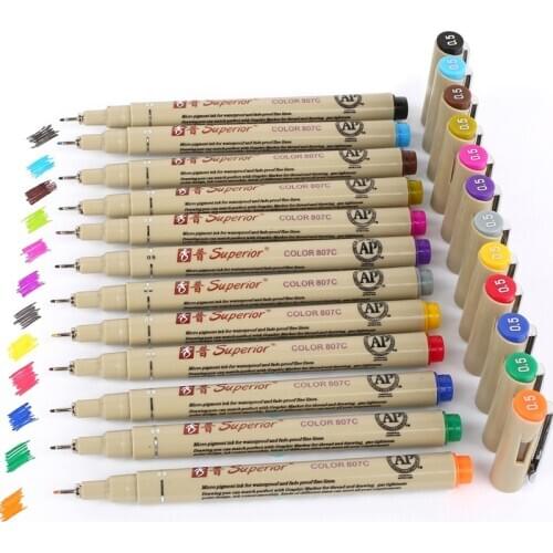 12PCS 12 Color Needle Micron Drawing Pen Set for Sketch Art Markers Felt Tip Pen office School Supplies