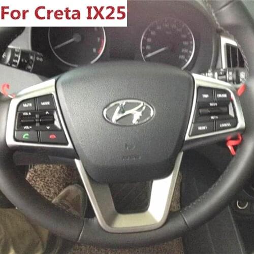 For Hyundai Creta IX25 2014 2015 2016 3pcs Chrome Car Interior Center Consoles Steering Wheel Trim Cover Decoration Accessories