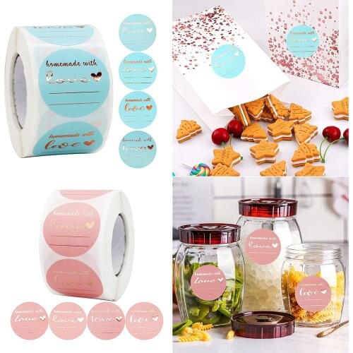 500Pcs DIY Homemade with Love Stickers Scrapbooking for Envelope and Package Seal Labels Sticker Stationery Handmade