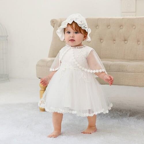 2021 New Baby Christening Gowns Infant Baby Girl Baptism Wear Baby Girl Clothes Summer Dresses Baby Girl Wedding Dress Baby