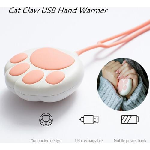 Cat Paw Cute Handwarmer Winter Heater Portable Mini Hand Warmer USB Mobile Power Charging Handy Warming Warm Baby Heater