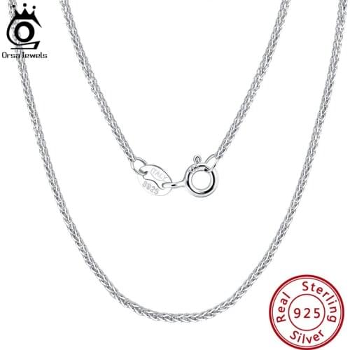 ORSA JEWELS 925 Sterling Silver Handmade 1.2mm Chopin Chain Necklace for Women Fashion Italian Silver Neck Chain Jewelry SC53