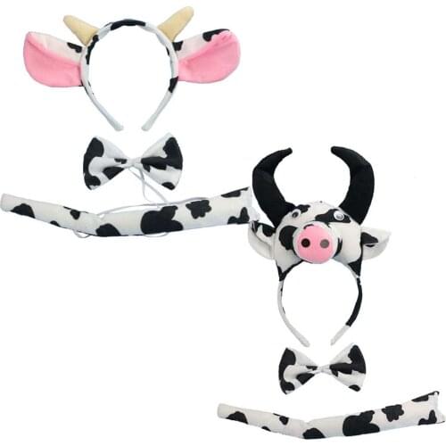 Adults Boy Girl Animal Milk Headband Bow Tie Tail Cosplay Costume Birthday Party Halloween Gift Xmas Christmas