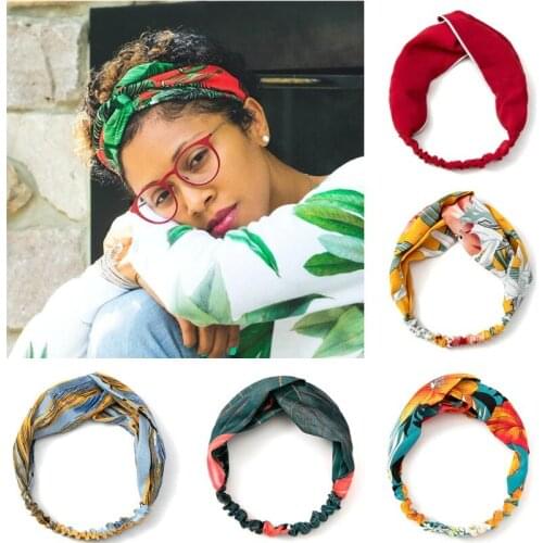 2021 New Design Fashion Women Summer Style Headbands Bohemian Girl Cross Turban Bandage Bandanas Hair Accessories
