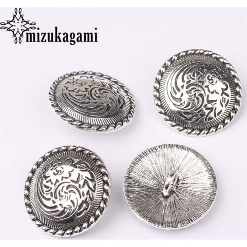 Retro Zinc Alloy CONCHO Buttons Round Flowers Charms 3pcs/lot 30MM For DIY Making Accessories