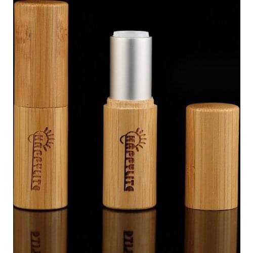 Empty 5ml Bamboo Cosmetic Lipstick Packaging Tubes Customize Logo Bamboo Lip Balm Packaging Makeup Tube Bottles Wholesale