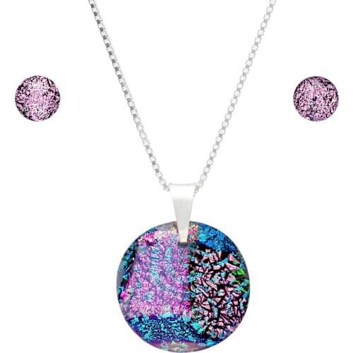 DARK DIAMOND®-Set of dichroic crystal and sterling silver 925in assorted colors. 100% handmade. Unique in Spain