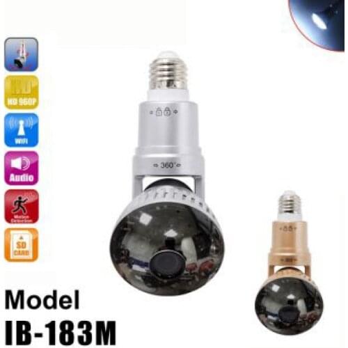 960P HD Rotatable Wifi IP Camera with 3 Watt Lamp & Mirror Cover & Speaker for 2way Talk & Battery Built-in for Emergency