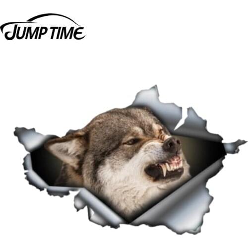 Jump Time 13cm x 8.8cm Angry Wolf Sticker Torn Metal Bumper Decal Funny Car Stickers Window Trunk Animal 3D Car Styling