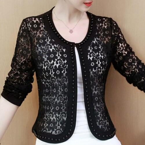 Women Jacket Long Sleeve Black Hollow Lace Jacket Women Fashion Womens Jackets 2021 Women Coats And Jackets Women Clothing