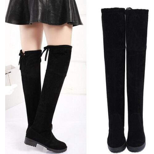 2019 Women Casual Over the Knee boots shoes Winter women Female Round Toe Platform high heels pumps Warm Snow Boots shoes mujer