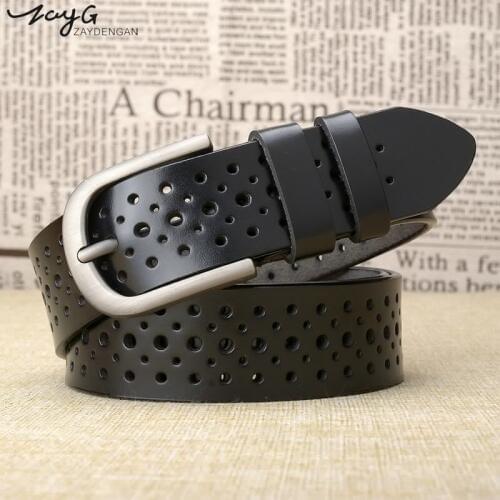 ZAYG New Fashion Luxury Women Belt Ladies Real Cow Leather Hollow Out Belt Straps Female Fashion Accessories All-match Waistband