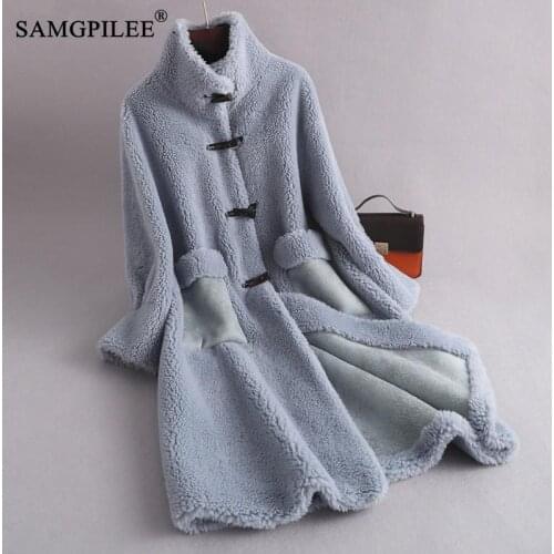 Real Fur Coat High Quality 2021 New Long Sheep Shearling Women Winter Jackets Wool Casual Coats Korean Style Jaqueta Feminina