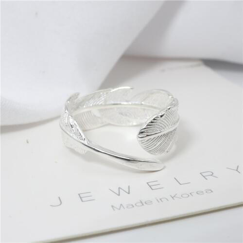 Vintage Silver Color Big Feather Rings For Women Jewelry Beautiful Finger Open Rings For Party Birthday Gift