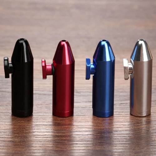 1Pc Smoking Pipe Tobacco Pipes Bullet Shape Metal Snuff Snorter Sniffer Dispenser Cigarette Portable Gift Smoking Accessories