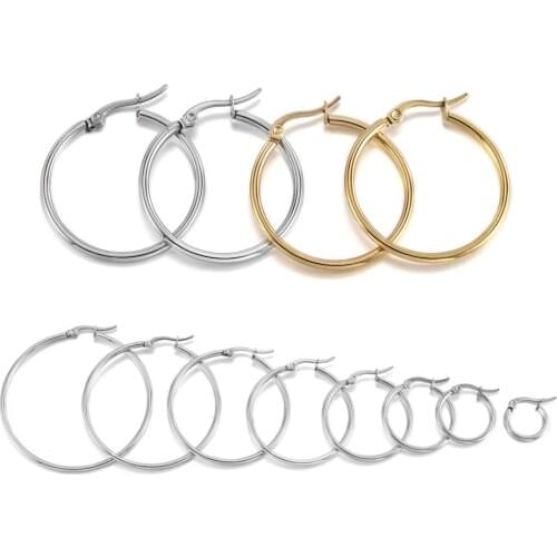 10Pcs/Lot 15-50mm Stainless Steel Earrings Open Earring Hooks Base Ear Ring Drops DIY Dangle Earring Jewelry Making Accessories
