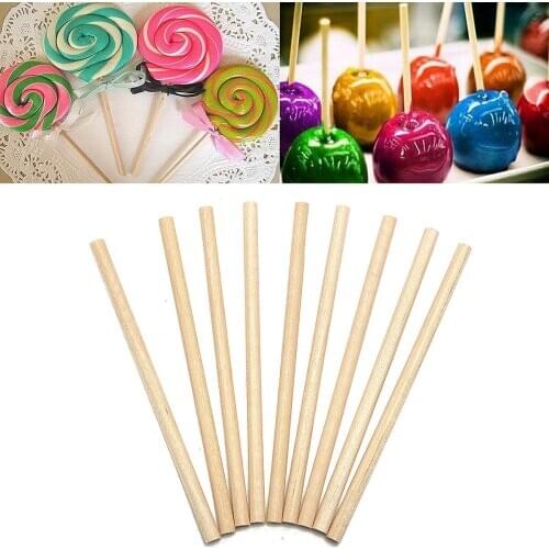 100pcs round wooden lollipop lollipop stick ice cream bar mold maker wooden food craft diy tool candy decoration family party