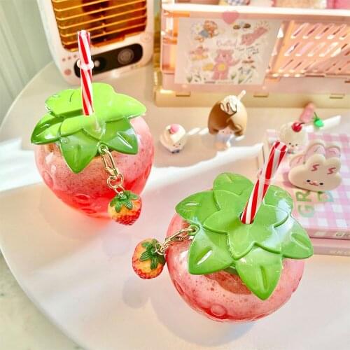 12/3/4PCS Strawberry Sippy Cup Crazy Straw Party Favor Summer Themed Beach Picnic