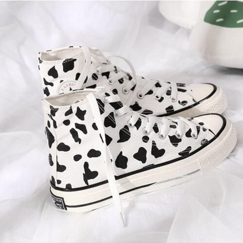 2020 canvas shoes cow design female student Xiaobai shoes Street low top canvas shoes Korean versatile board shoes