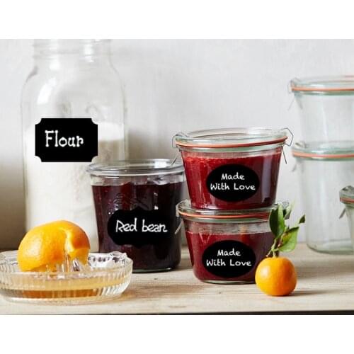 40 Pcs/Set Kitchen Jar Storage Box Label Erasable Blackboard Sticker Craft Waterproof Storage Bottle Label Sticker