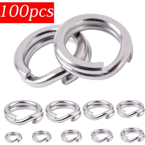 50pcs Stainless Steel Split Ring Diameter 3/4/5/6/7/8/9mm Heavy Duty Fishing Double Ring Connector Fishing Accessories