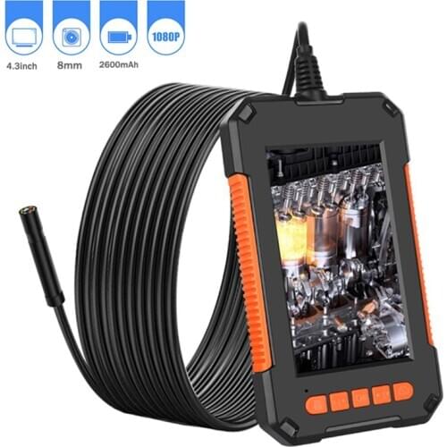 8mm Industrial Endoscope Camera 1080P HD 4.3inch LCD Screen endoscope IP67 Waterproof borescope 8 LEDs 2600mAh Battery