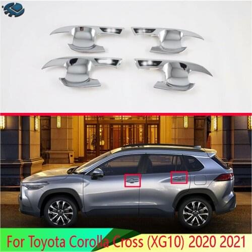 ABS Chrome Door Handle Bowl Cover Cup Cavity Trim Insert Catch Molding Garnish For Toyota Corolla Cross (XG10) 2020 2021