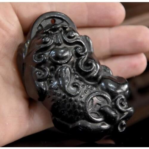 Hongshan culture archaize black iron meteorite recruit wealth mythical wild animal statue