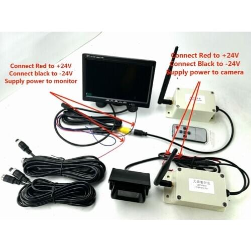FREE SHIPPING 12-24V DC Wireless Back-up Reversing Camera System Kit + 7" Rear View Monitor For Truck Bus Van Trailer