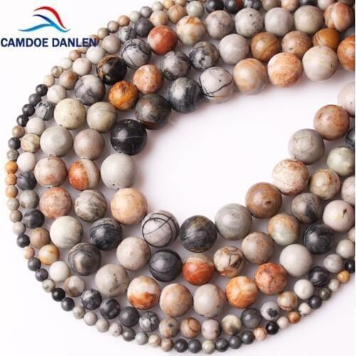 CAMDOE DANLEN Natural Stone Gorgeous Picasso Round Loose Beads Fit Diy Bracelet Women Necklace For Jewelry Making Accessories