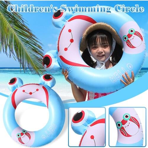 Kids Inflatable Swimming Ring Pool Accessories Cartoon Cute Big-Eyed-Frog Floating Swim Circle Summer Outdoor Fun Water Toys