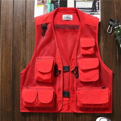 Mens Fishing Vest Jacket Sleeveless Spring Pockets Water-resistant Hiking Waistcoat Functional Tactical Vests Plus Size M-XXXL