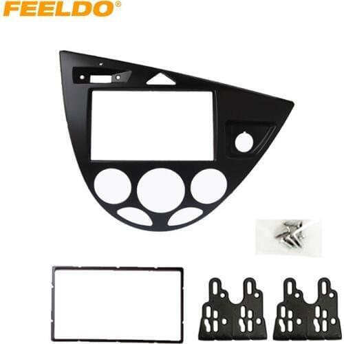 FEELDO Black Car 2DIN Stereo Panel Fascia Radio Refitting Dash Trim Kit For Ford Focus 98~04(RHD)/Fiesta 95~01(RHD) #HQ2219